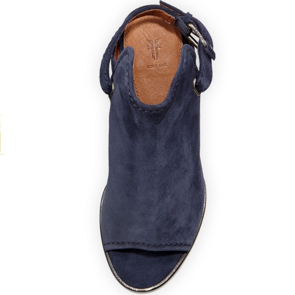 Beautiful Navy Kid Suede Frye Slingback Booties - Picture 6 of 7